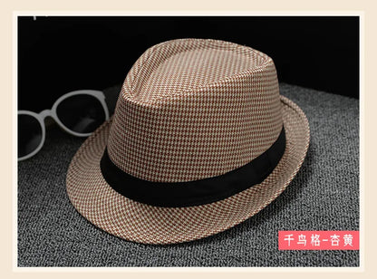 Summer Fedora Hat for Men Fashionable Elegant Vintage Black Women White Red Brim 1920s Panama Top Jazz Beach Unisex Classic Cap