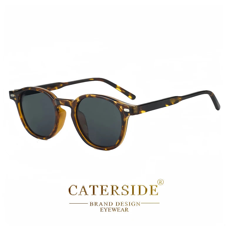 Caterside Polarized Round Sunglasses Men Punk TR Frame Core Insert Leg Retro Sun Glasses Women Set Driving Fishing Eyewear UV400