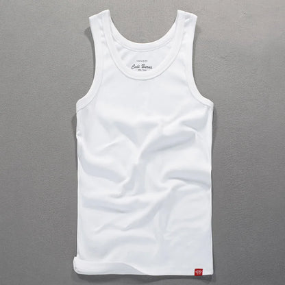 2023 Men Summer Fashion Japan Style Cotton Solid Color Round Neck Sleeveless Sport Running Vest Male Casual Minimalism Tank Tops