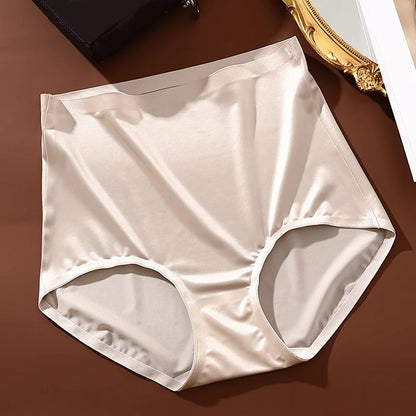 Mulberry Silk Underwear Women High Waist Seamless Panties Hip Lifting Anti-bacterial Crotch Briefs Smooth Silky Underpants