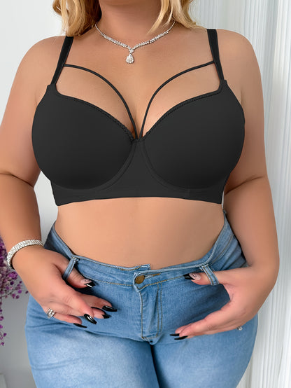 [Plus Size Sexy Push-Up Bra] Plus Size Women's Sexy Push-Up Bra - Breathable, Comfort Fit with Underwire & Non-Removable Pads, Nylon Blend