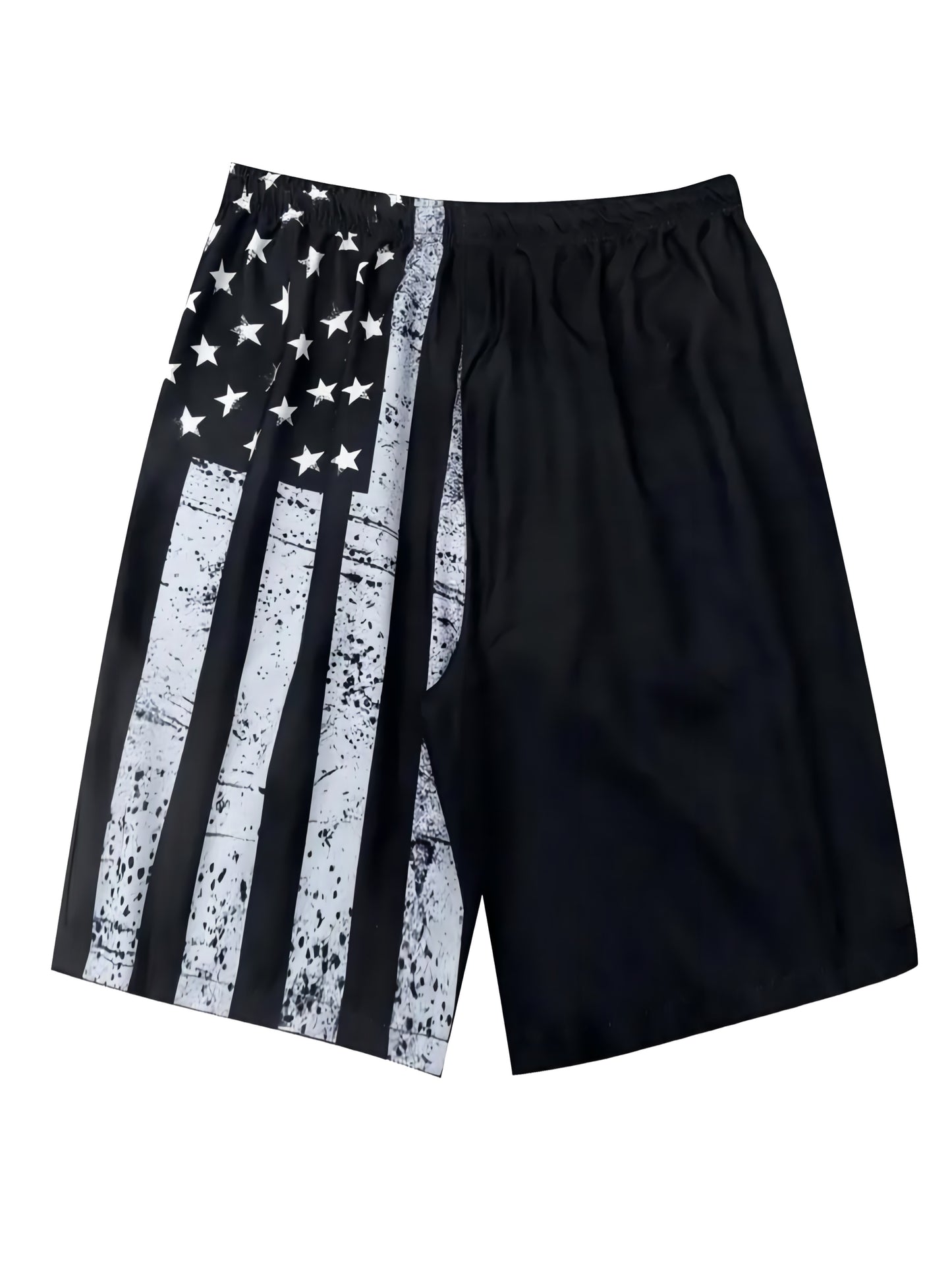 Chic Contrast Color American Flag Pattern Print Shorts - Men's Drawstring Pockets Summer Outdoors Sports Wear