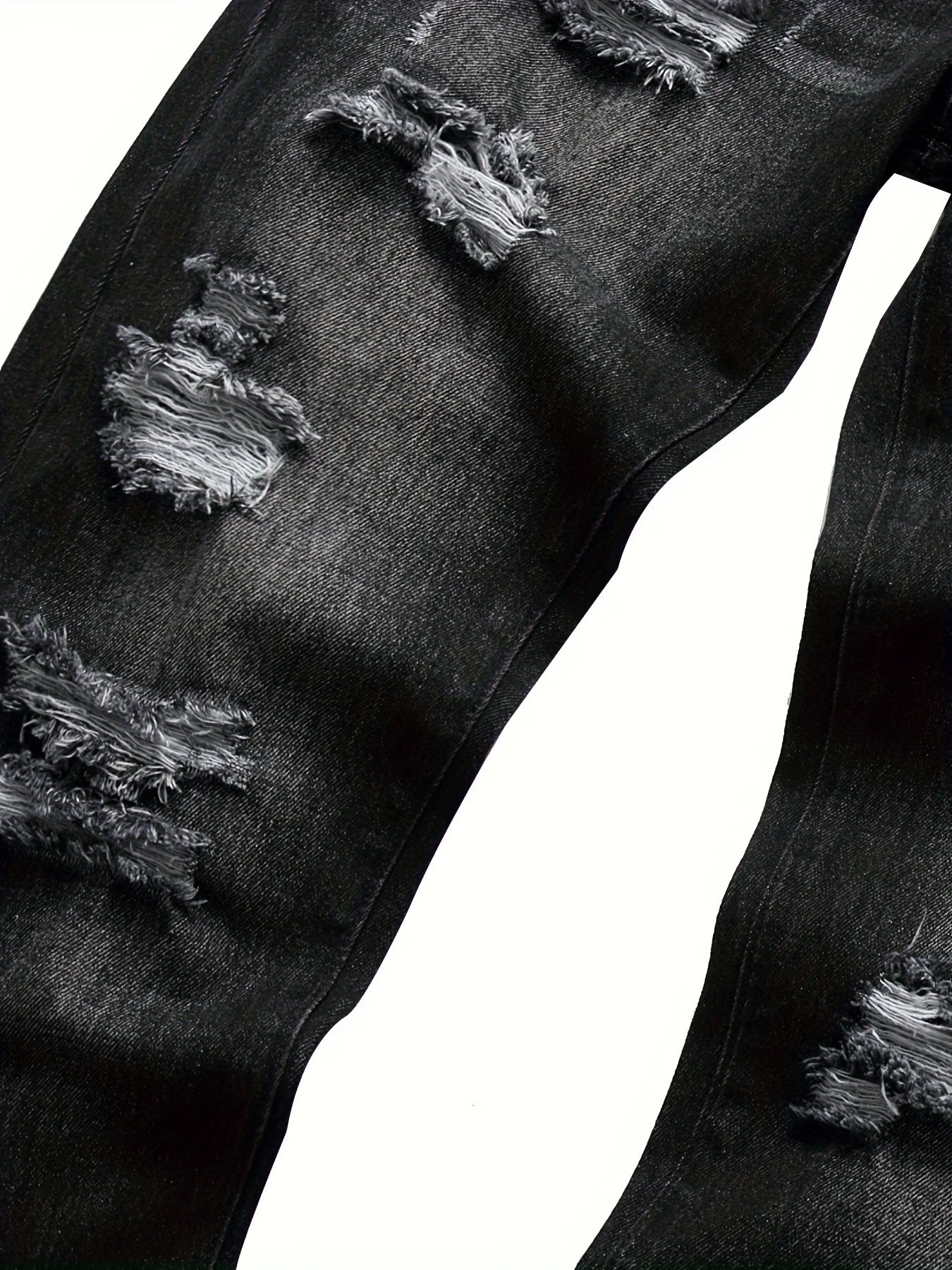 [Men's ripped black jeans] Black ripped jeans for men