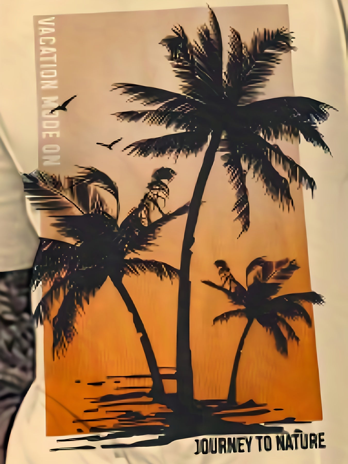 Coconut Trees Print 2Pcs Set, Short Sleeve T-shirt & Shorts Set For Summer Outdoor Sports