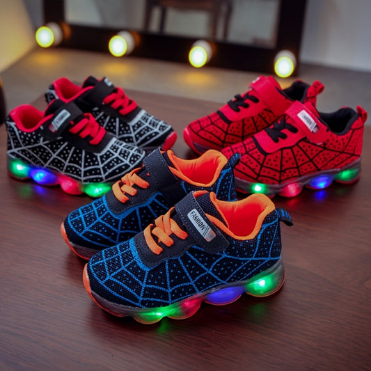 Spring And Autumn New Style Shoes in Sizes 21-36, Light-Up Running Shoes for Boys And Girls, LED Flashing Sneakers with Mesh Design.