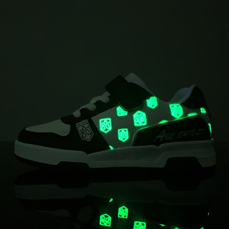 Boy's Trendy Reflective Design Skate Shoes, Colour Block Comfy Non Slip Casual Sneakers For Kids Outdoor Activities