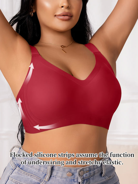 [Wire-Free Comfort Fit Bralette] Seamless Plus Size Bralette - Soft, Wire-Free with Removable Pads, Comfort Fit for Casual Attire