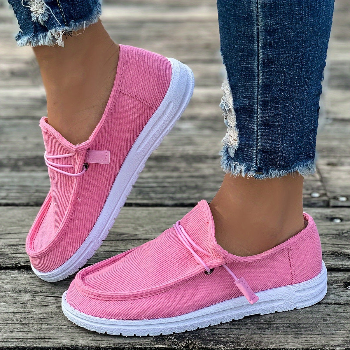 Lightweight Elegant Loafers - Women's Solid Color Flat Slip On Walking Shoes - Comfort Low-top Casual Plus Size Shoes