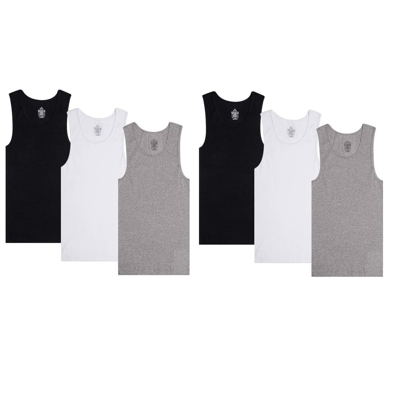 6 Pack Men's 100% Cotton Wife Beater A-Shirts Undershirt Plain Ribbed Tank Top