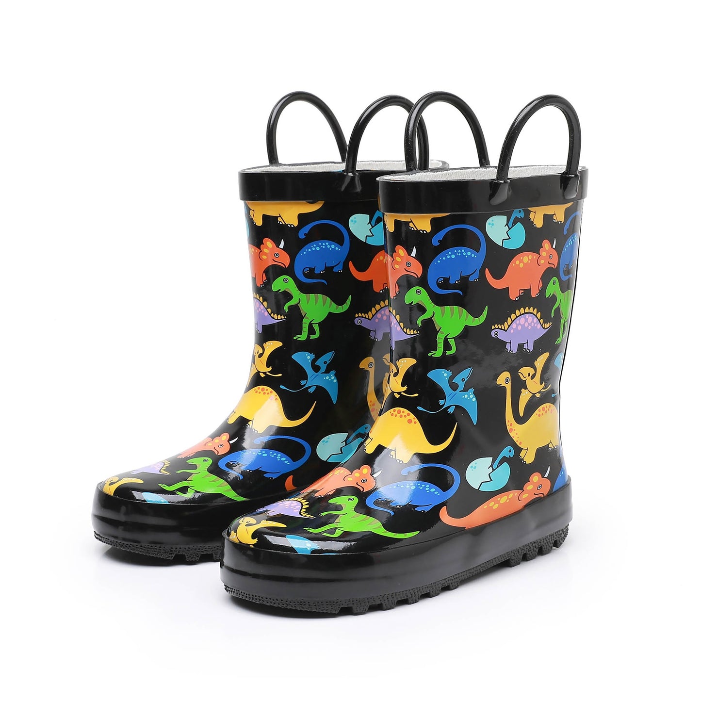 Boys' Dinosaur Print Waterproof Rain Boots - Durable Rubber, Non-Slip Sole, Comfort Fit for Youngsters, Rubber Rain Shoes