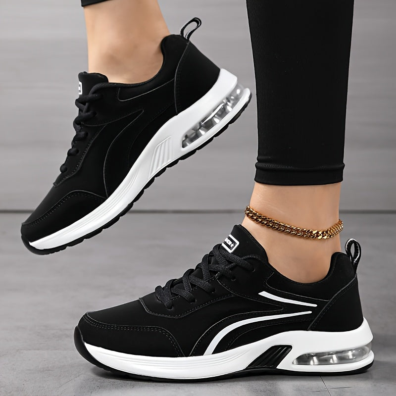 All-Season Low Top Non-Slip Sneakers - 1 Pair Women's Fashion Casual Shoes - Microfiber Upper, Round Toe Lace-Up Design, Fabric Inner & Insole, PU Sole