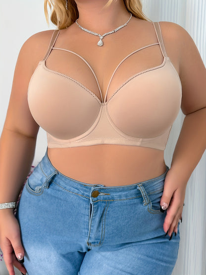 [Sexy Push-Up Beige Bra for Women] Plus Size Elegant Beige Bra for Women - Sexy & Comfortable Push-Up with Underwire, Breathable Nylon Blend, Non-Removable Pads, Hand Washable - Sleek Full Coverage Lingerie