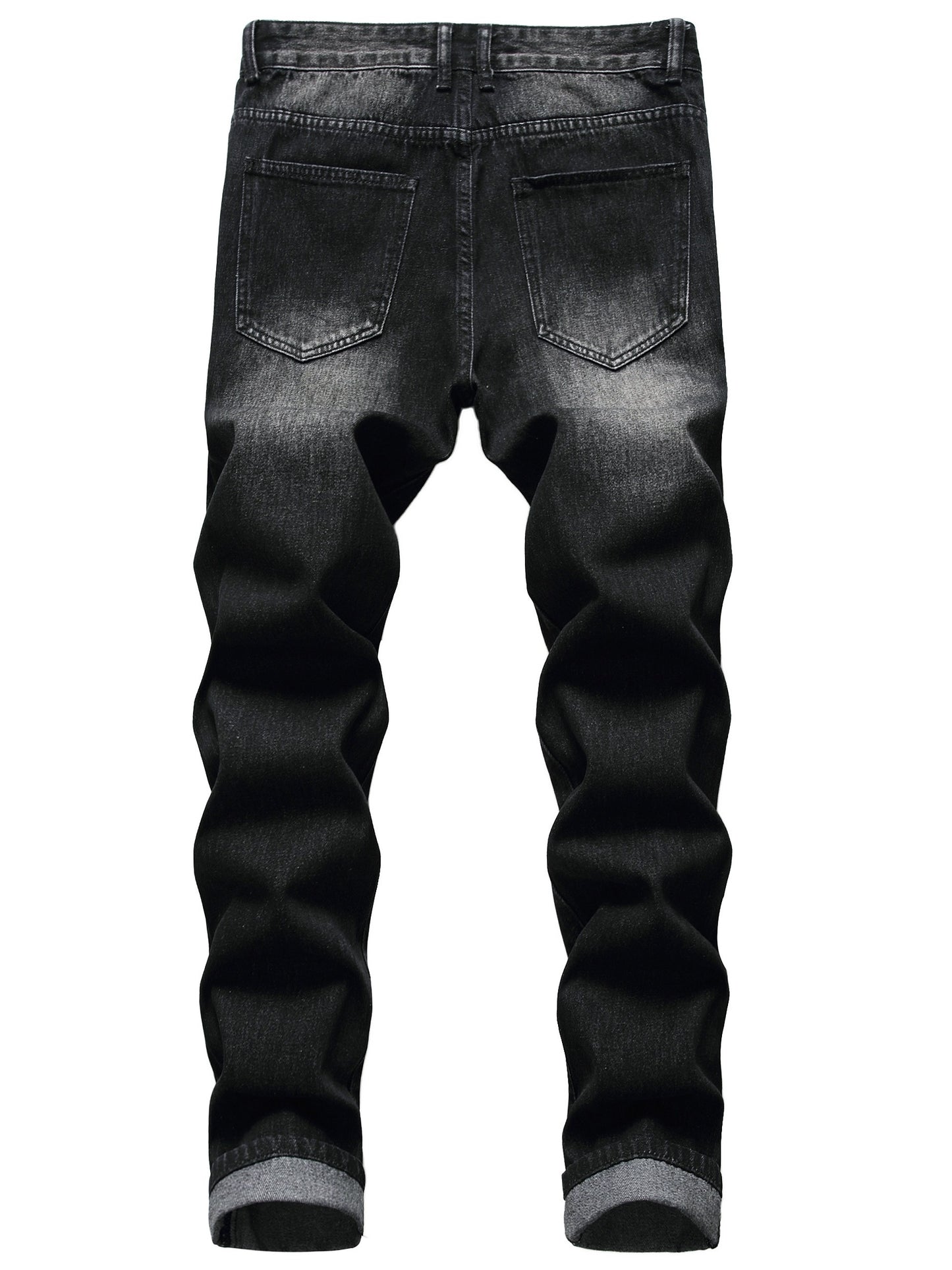 [Men's ripped black jeans] Black ripped jeans for men