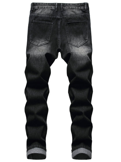 [Men's ripped black jeans] Black ripped jeans for men