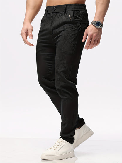 Lightweight Slim Fit Men's Solid Classic Pants - Casual Straight Fit Trousers For Summer Outdoor Daily Wear