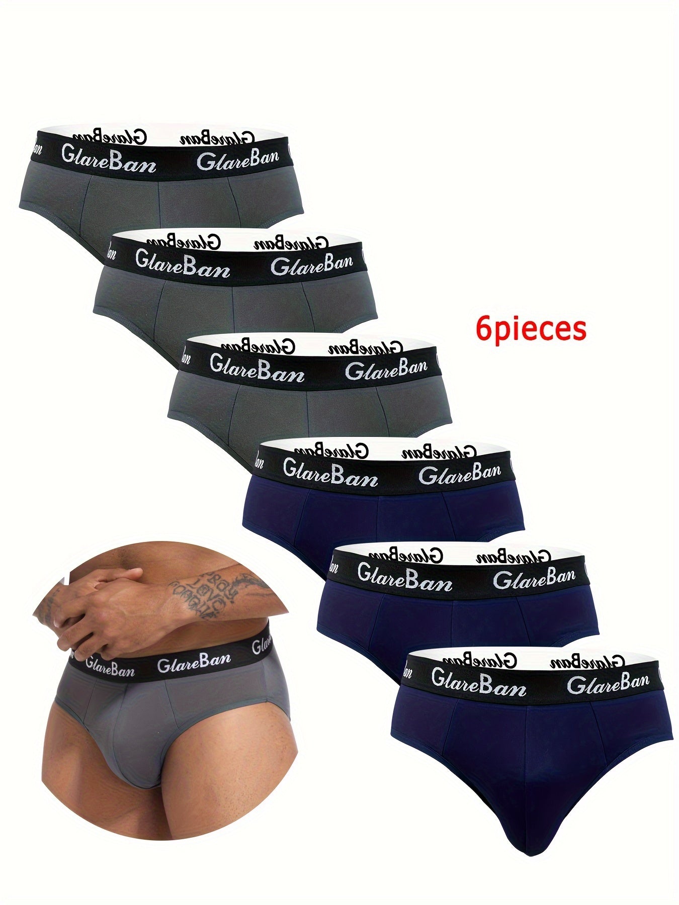 6 Pcs Men's Polyester Boxer Briefs - Comfortable, Breathable for Daily Wear, Sexy Underwear