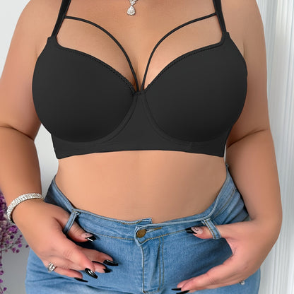 [Plus Size Sexy Push-Up Bra] Plus Size Women's Sexy Push-Up Bra - Breathable, Comfort Fit with Underwire & Non-Removable Pads, Nylon Blend