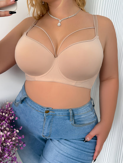 [Sexy Push-Up Beige Bra for Women] Plus Size Elegant Beige Bra for Women - Sexy & Comfortable Push-Up with Underwire, Breathable Nylon Blend, Non-Removable Pads, Hand Washable - Sleek Full Coverage Lingerie