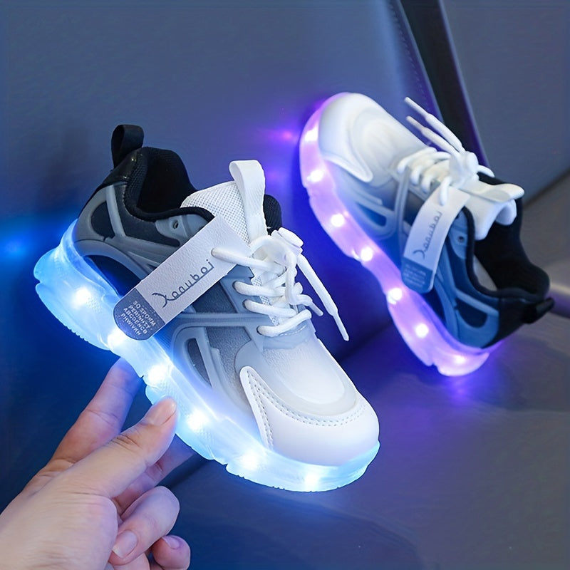 Usb Charging Light Shoes Colorful Sixteen Mode Running Horse Light Shoes Cool Luminous Boys Girls Can Change Color Color Lights Running Sneakers Cartoon Casual Shoelace Light Shoes