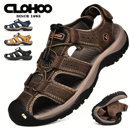 [Thick Sole Handmade Men's Sandals] Clohoo Brand Cowhide Rubber Thick Sole Handmade Casual Bag Head Men's Sandals