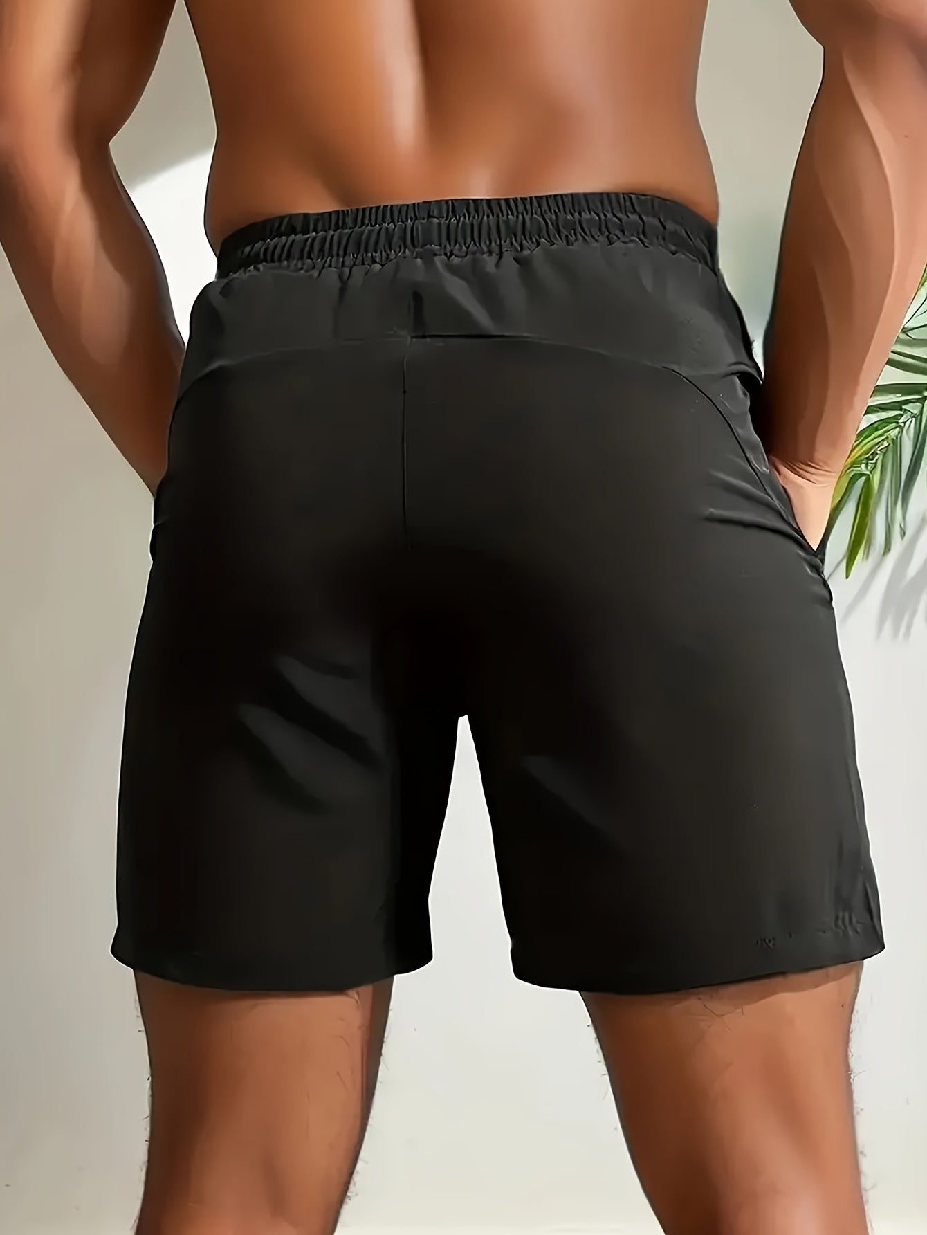 [Loose Solid Shorts With Pockets] Men's Loose Solid Shorts With Pockets, Active Elastic Waist Drawstring Shorts For Summer