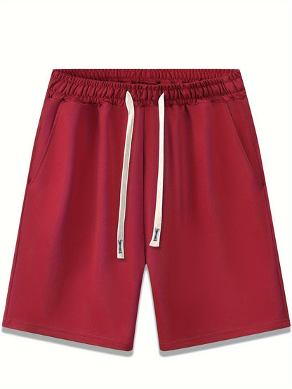 Summer Solid 4pcs Men's Drawstring Shorts - With Pockets For Outdoor Sports and Beach Holiday