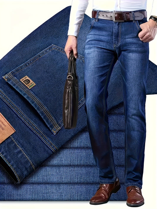 Versatile Men'S Jeans Suitable for All Seasons, Featuring a Casual Straight Cut And Durable Fabric.