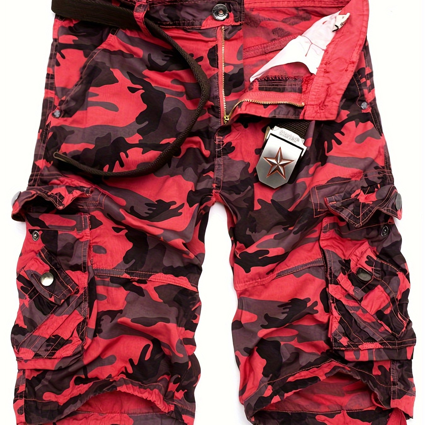 Men'S Cargo Shorts Casual Loose Camouflage Print 3/4 Shorts with Pockets for Summer