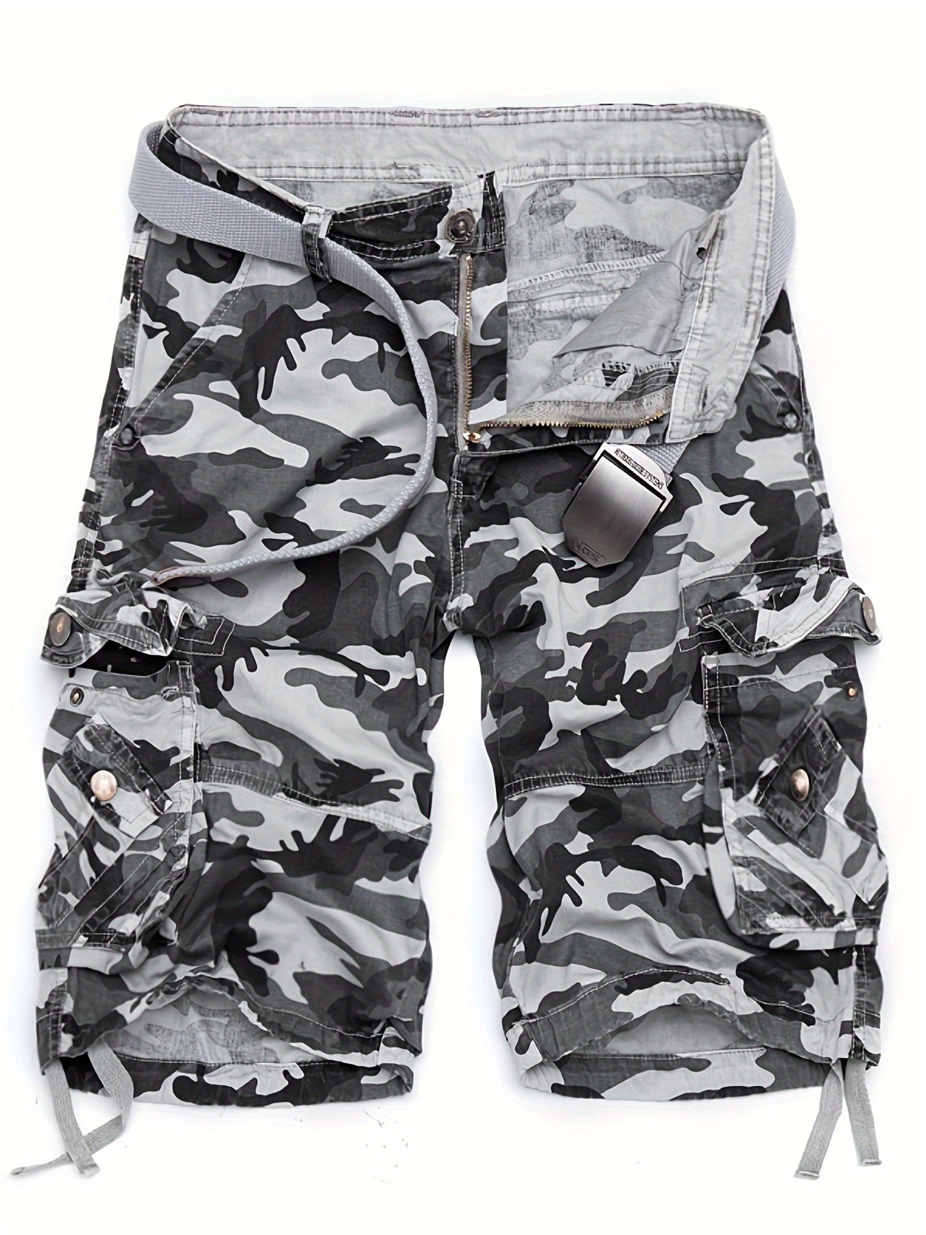 Men'S Cargo Shorts Casual Loose Camouflage Print 3/4 Shorts with Pockets for Summer