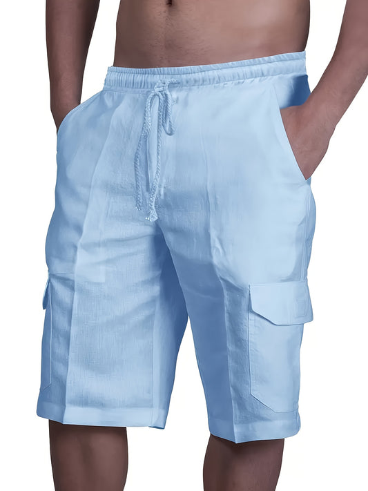 Chic Solid Color Beach Shorts - Men's Casual Active Shorts For Summer