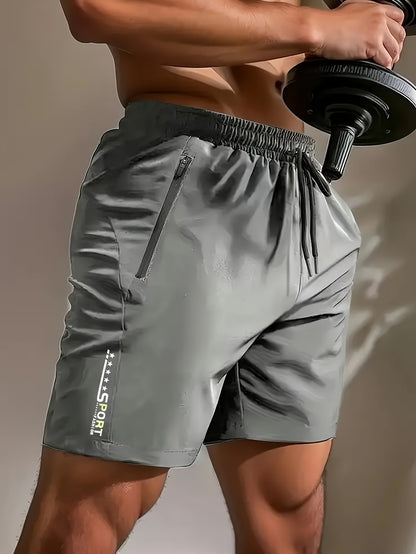 [Loose Solid Shorts With Pockets] Men's Loose Solid Shorts With Pockets, Active Elastic Waist Drawstring Shorts For Summer